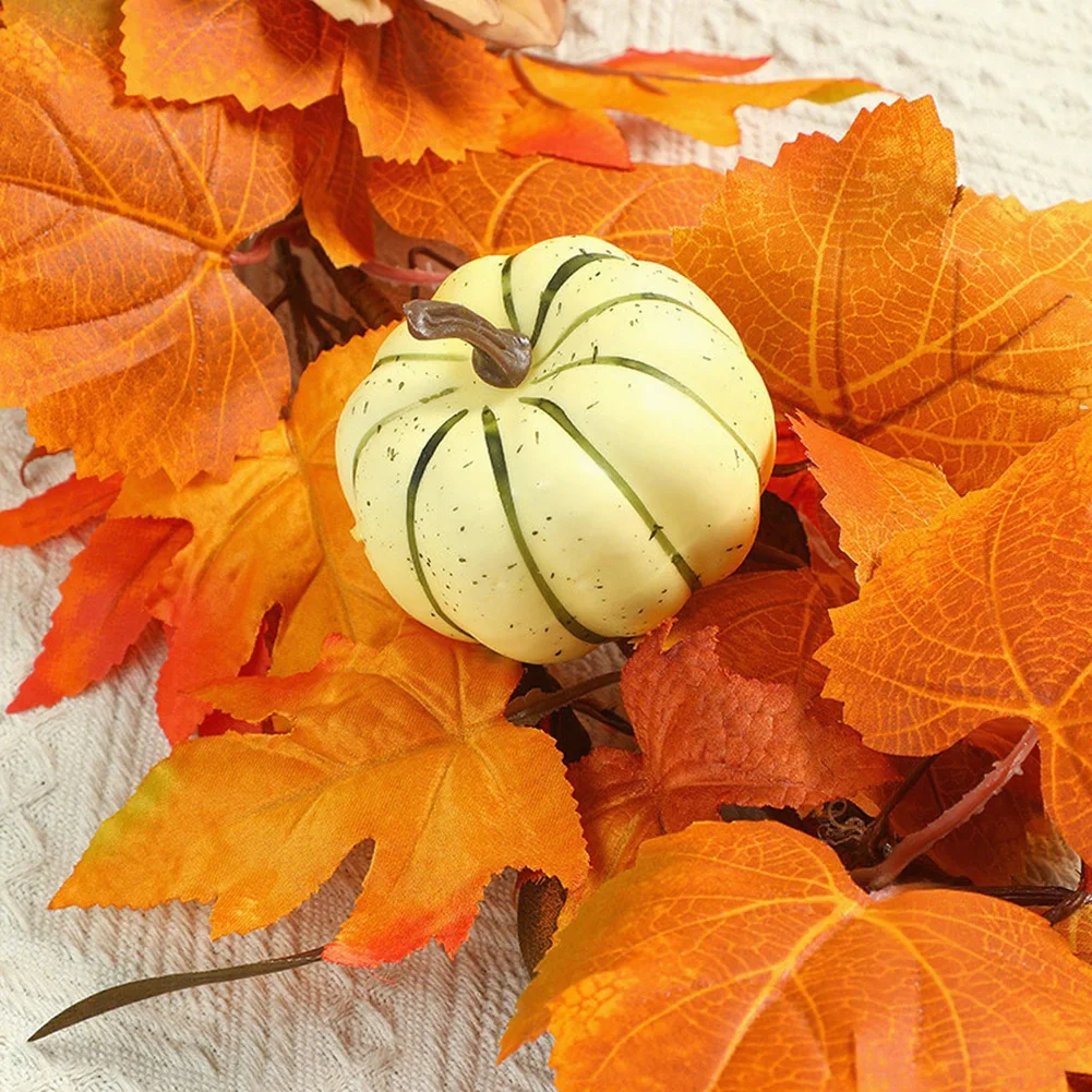 

Искусственная гирлянда с настраиваемой длиной, реалистичными кленовыми листьями и тыквами для различных декоративных целей