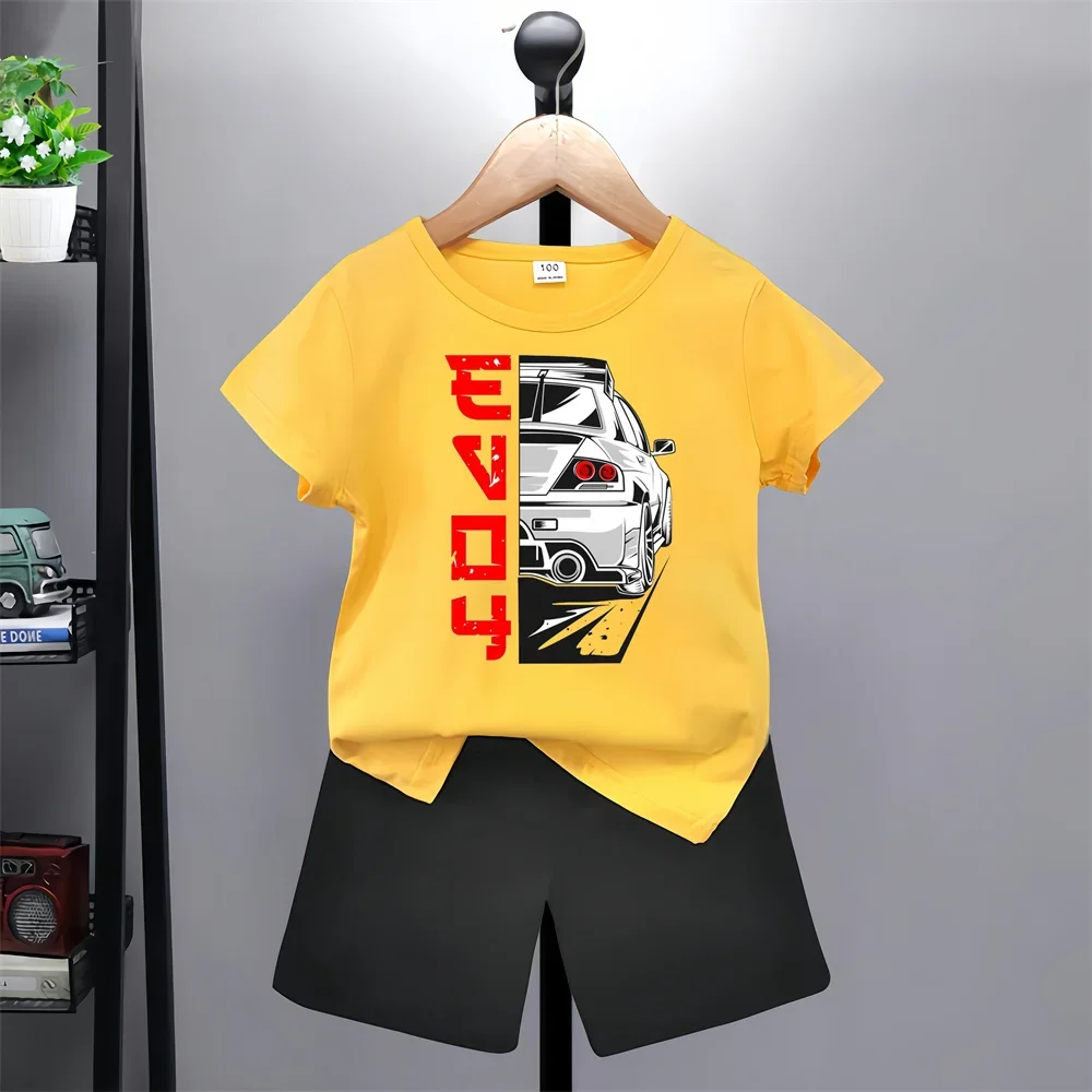 3-12 Years Old Summer Boys and Girls Printed T-shirt Cartoon Shorts European and American Style Fashion Children's Suit