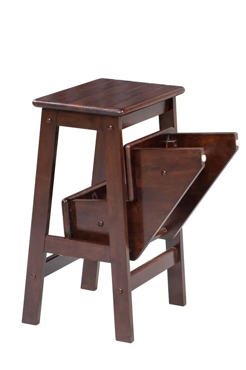 24 polegadas Cappuccino Finish Bar Stools, Folding 3-Step Wood Stool, Conjunto de 3 Bar Stool, Bar Counter Stool