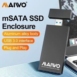 MAIWO MSATA SSD-USB 3.0 어댑터 케이스, 미니 SATA 드라이브 (케이블 불필요), 2TB 용량, 5Gbps 대역폭, 30x30mm, 51x30mm