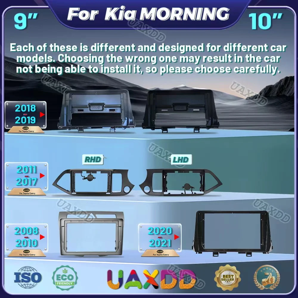 Marco Android reproductor de vídeo tablero multimídia Kit arnés para 2008-2019 Kia MORNING 9 pulgadas 2011-2017 PICANTO coche DVD MP5 radio