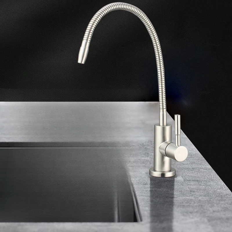 1/4 Zoll Küchenwasserfilterhahn, flexibler Trinkhahn, Wasserreiniger, Wasserhahn, Küchenarmatur aus Edelstahl 304