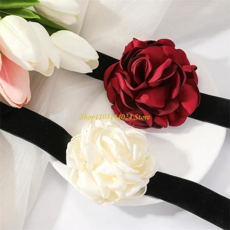 N5KE Choker Goth Camellia Vintage Choker Rose Choker Flower Choker Necklace