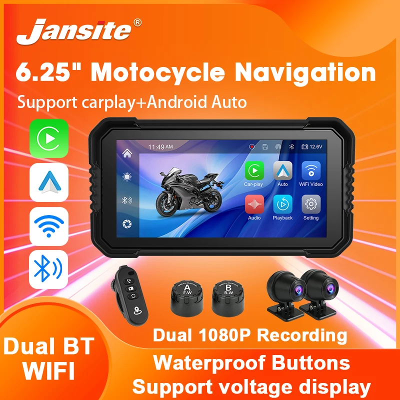 

6.25 Inch GPS Navigation Motorcycle Carplay Screen Waterproof Portable Wireless CarPlay Display Android Auto Multimedia Player