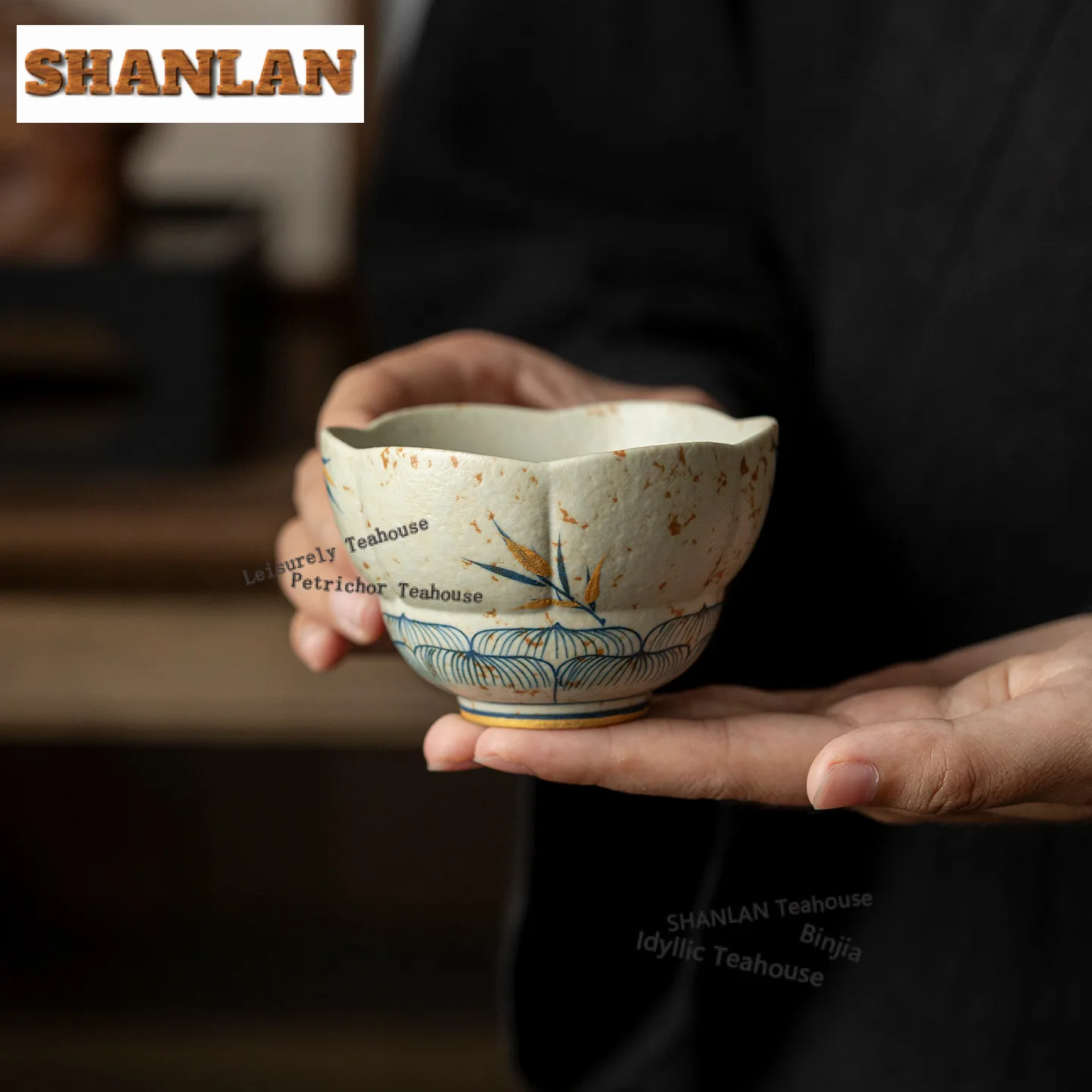 100ml Hand-painted Bamboo Shadow Teacup Boutique Tea Bowl Mug Tea-tasting Fragrance Cup Jianzhan Master Cups Teaware Decoration