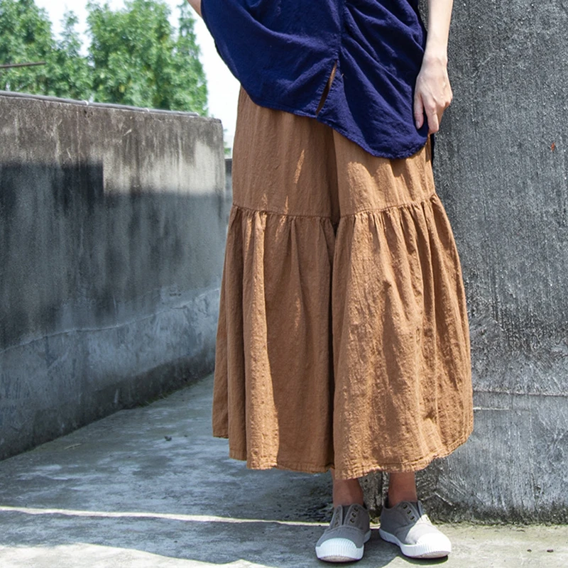 

High Waist Cotton Linen Wide Leg Pants Women New 2025 Summer Vintage Style Plain Color Female Ankle-length Casual Pants M1537