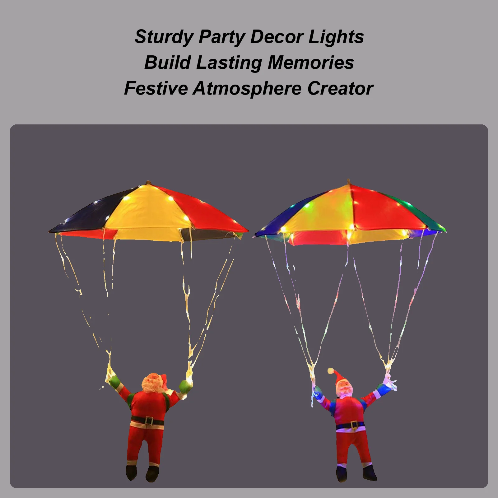 

Рождественские огни с парашютом Санта-Клауса, светодиодные фонари, водонепроницаемое окружающее освещение с 8 режимами для елки, вечеринки, двора, патио, окна