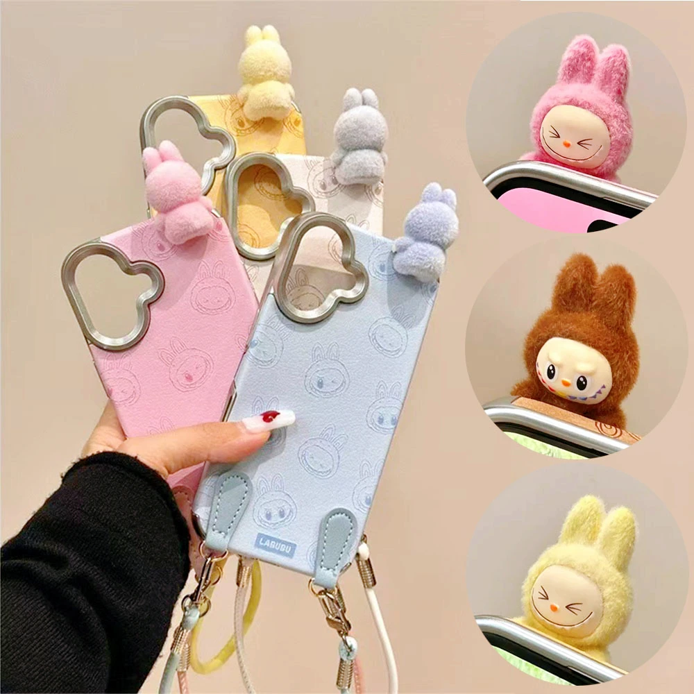 Labubu Anti Drop Phone Case 3D Plush Doll New Fashionable Hand Free Anti Drop Phone Case Toy Suitable for IPhone 16/15/12/11 Pro