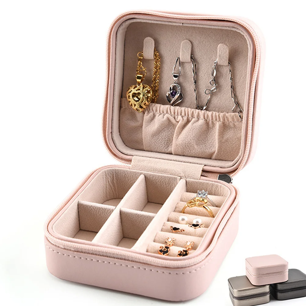 

1 шт., дорожная шкатулка для драгоценностей из искусственной кожи, ожерелье, кольцо, органайзер для часов, портативный футляр для хранения, шкатулка для драгоценностей цвета слоновой кости