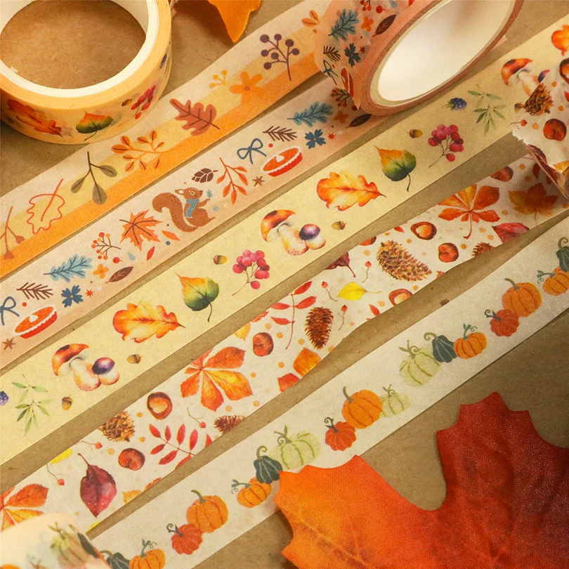 10Rolls Washi Tape Set Leaves Decorative Adhesive Tape Scrapbooking Washitape Cute Stationery Journal Supplies Masking Tape