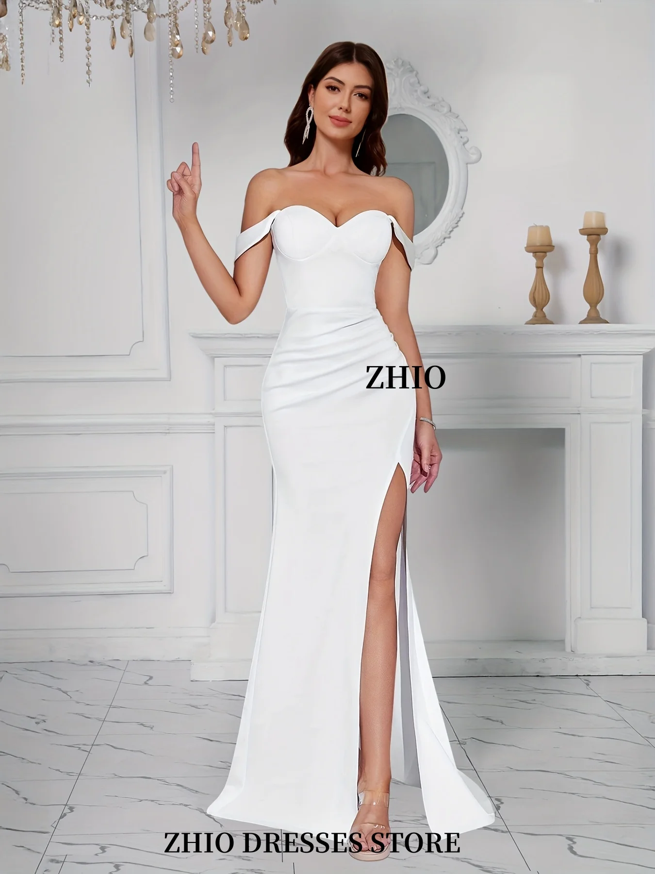 ZHIO знаменитости женское однотонное платье русалки с высоким разрезом и открытой спиной длиной до пола, свадебное платье выходного дня, длинная юбка по индивидуальному заказу