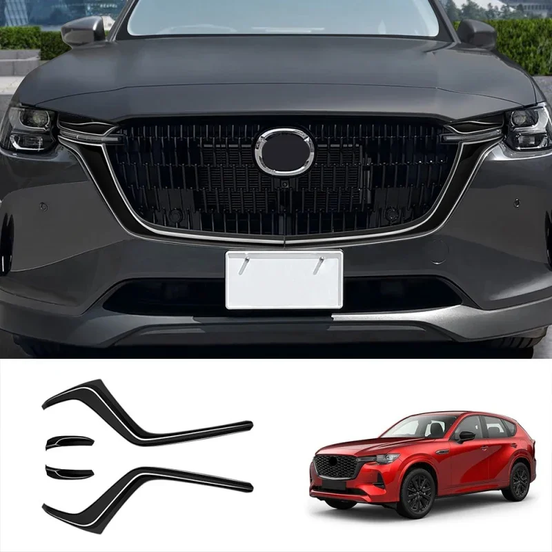 For Mazda CX-60 CX60 CX 60 2022 2023 2024 Front Bumper Grid mesh Grill Grille Hoods Part  front Body Cover Racing Engine Trim