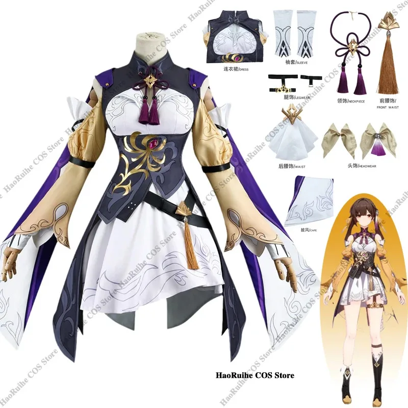 

Game Honkai Star Rail Su Shang Cosplay Costume Wig Headdress Sleeve Women Role Play Dress Uniform Halloween Party Outfita;2,c'4,