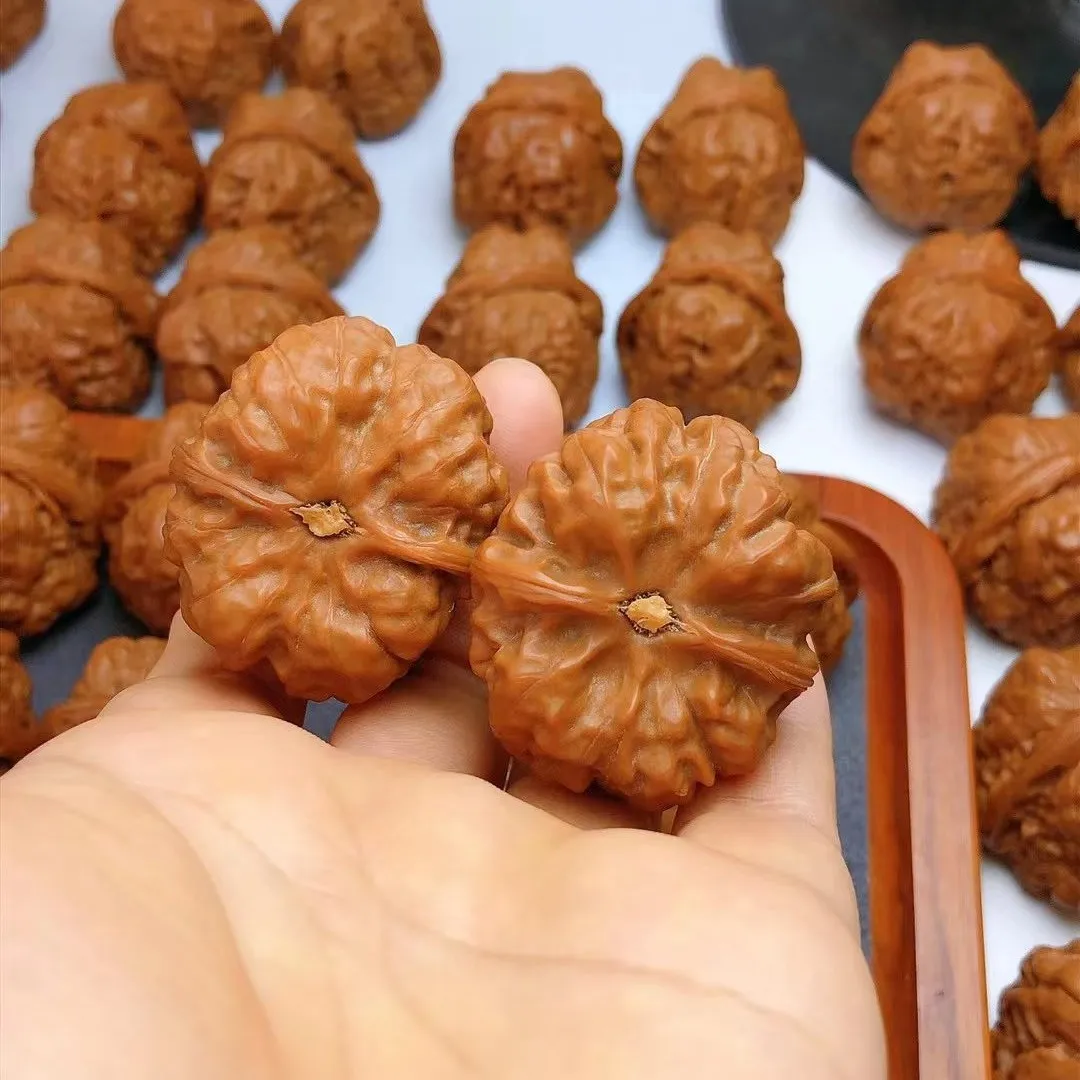 Natural Big Belly Golden Toad Head Wenwan Walnut Pre Polished Hand Massage Stress Relief Collectible Gift for Men Home Decor