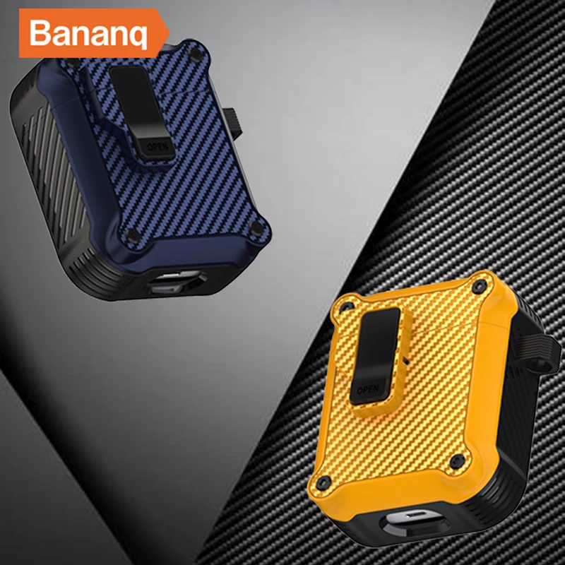 Bananq Elasticity Switch Earphone Cover For Airpods Pro 2 TPU+PC+Magnet Carbon Fiber Shockproof Case For Apple AirPods 3 2 1