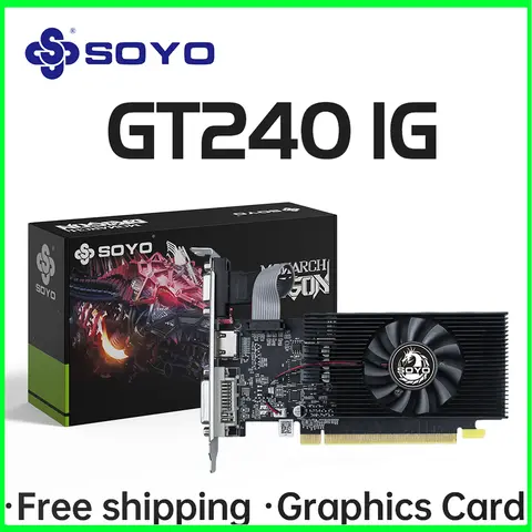 SOYO NVIDIA GPU GT 240 1G Half-height Graphics Card DDR3 128Bit 40nm Gaming Video Cards Desktop Computer components GT240