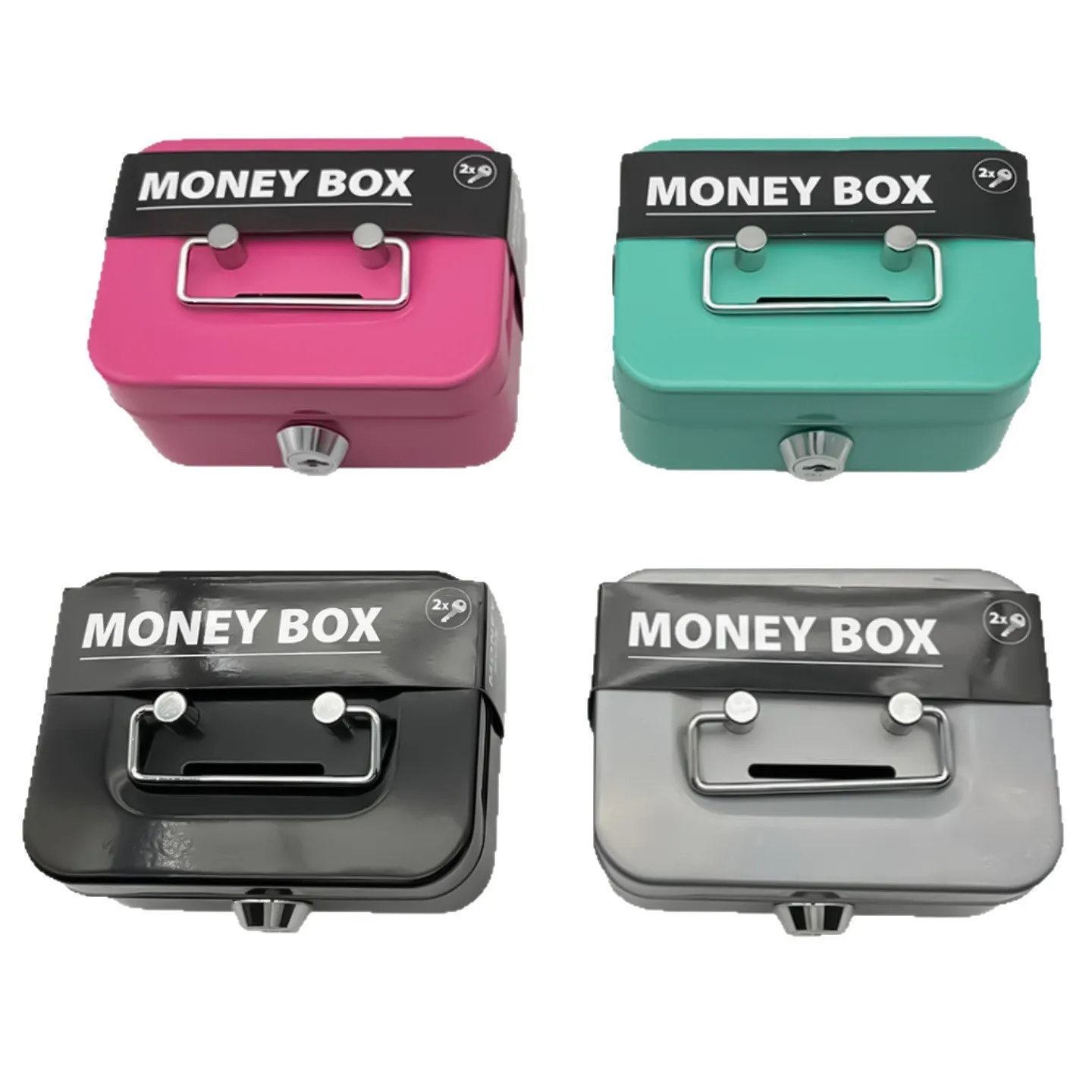Mini caja de Metal para efectivo, caja de seguridad para cambio de dinero, moneda portátil para niños con cerradura, almacenamiento, tanque de dinero, regalo para niños