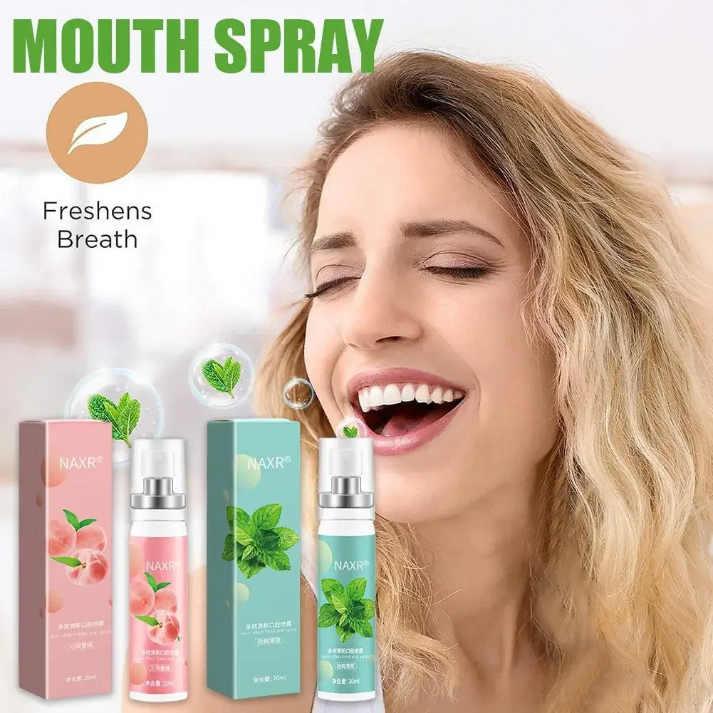 Espray Oral fresco, ambientador de 20ml, tratamiento de olor Oral, cuidado, mal sabor, Litchi, elimina el aliento de melocotón Oral persistente