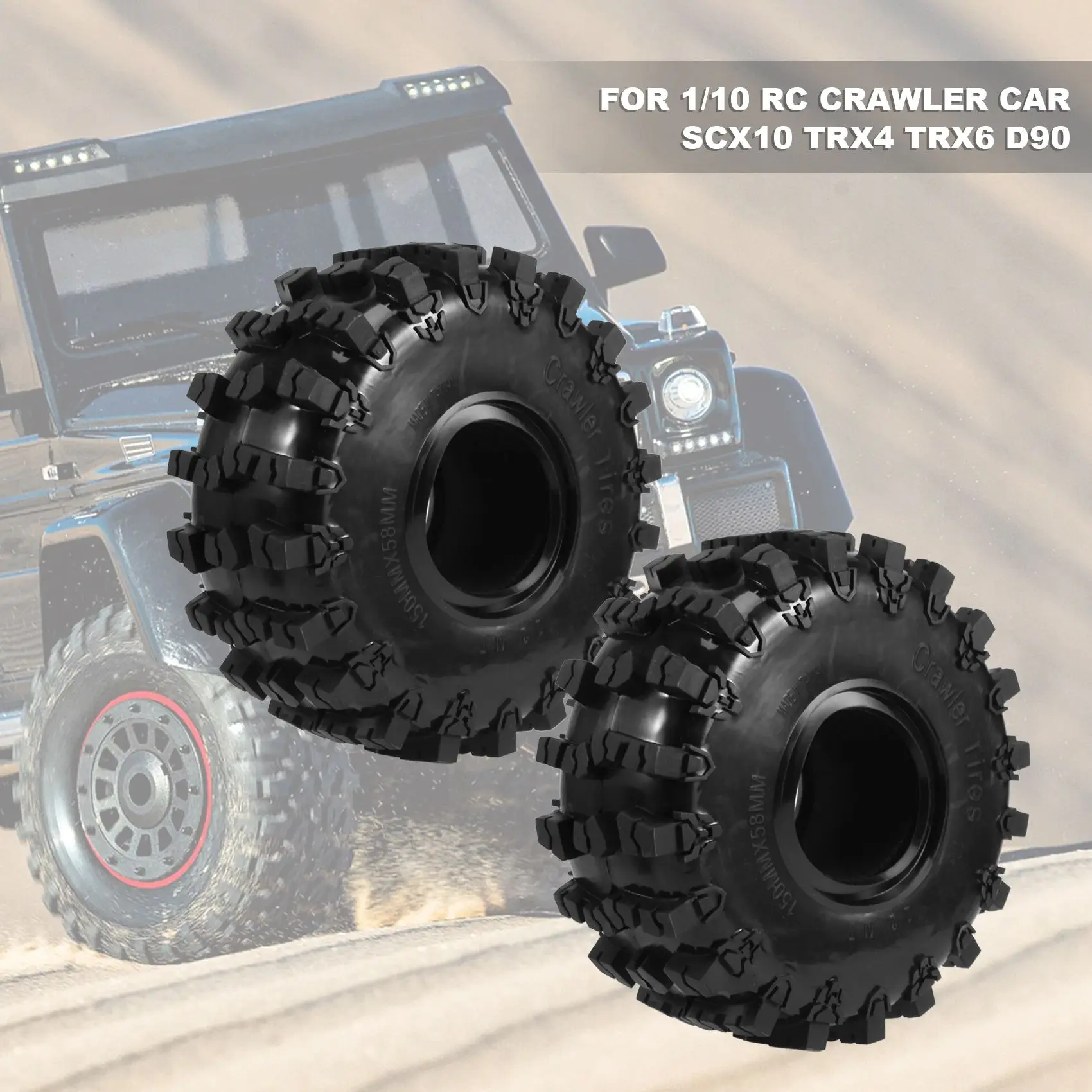 ABUM-4PCS 150MM 2.2 Rubber Big Tires Wheel Tyres For 1/10 RC Crawler Car Axial Wraith SCX10 Capra Traxxas TRX4 TRX6 D90