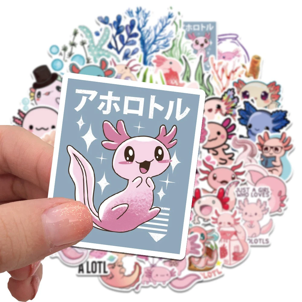 

10/30/50/100pcs Kawaii Axolotl Cartoon Stickers Decals DIY Scrapbooking Laptop Phone Waterproof Cute Graffiti Sticker Wholesale