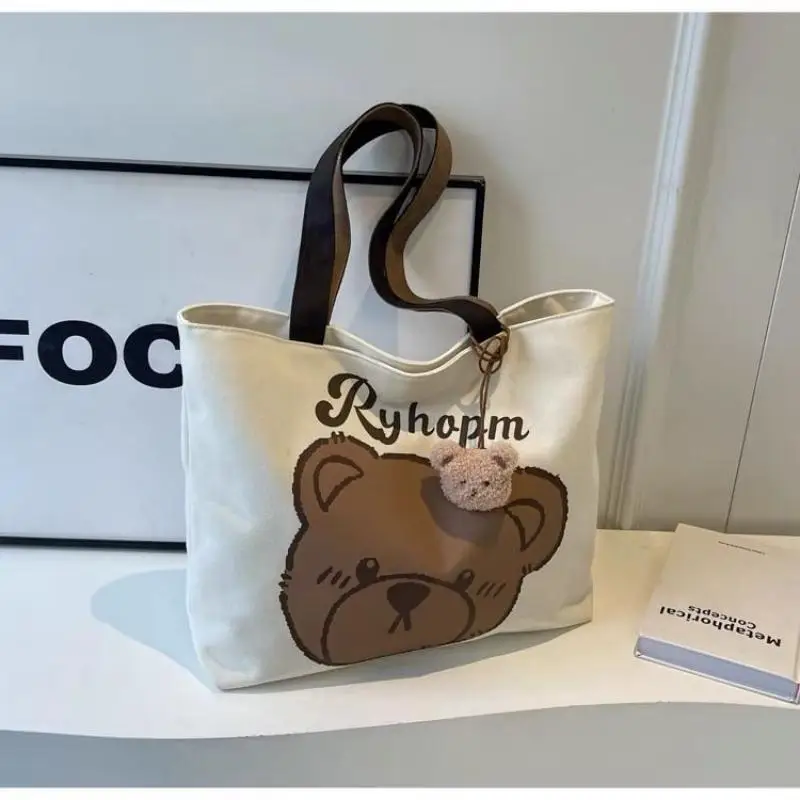 Commuting Japanese cartoon single shoulder large capacity student cloth bag tote versatile student class canvas handbag