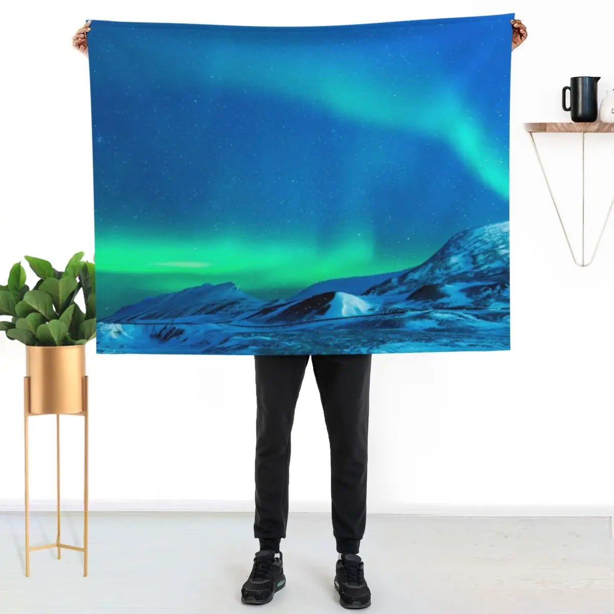 Northern lights, Alaska, Aurora borealis galaxy night sky space view bestseller Throw Blanket Weighted Furry Blankets