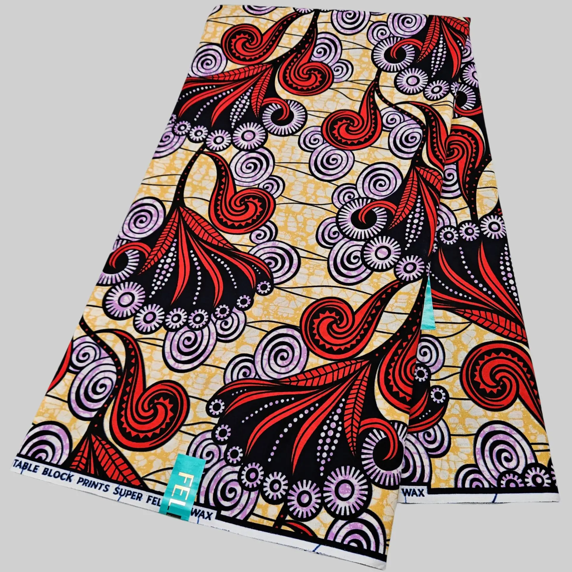 

Красная печатная желтая африканская хлопчатобумажная ткань с принтом батика для шитья своими руками, лето, весна, восковая одежда, подушка для дивана, длина 6 ярдов, R2171