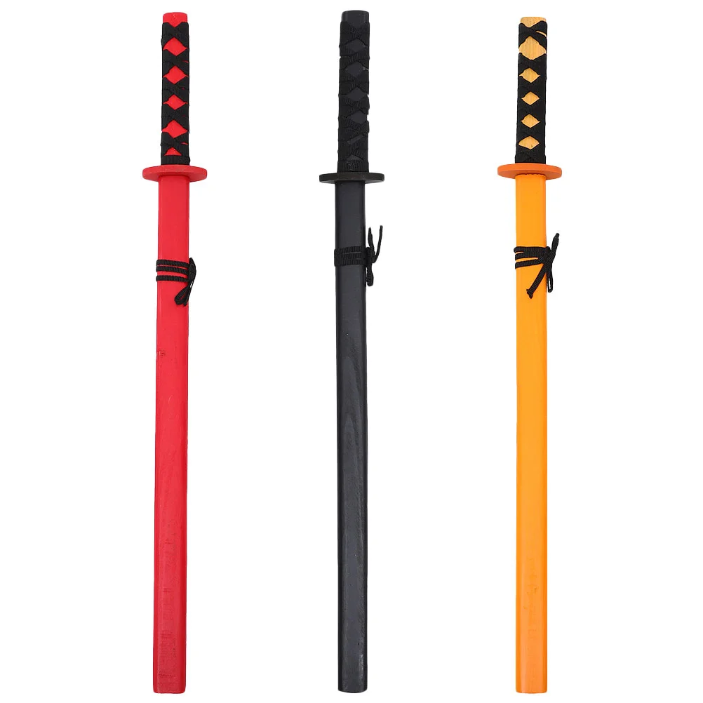 

3 Pcs Japanese Samurai Wood Wooden for Kids Training Cosplay Accessories Prop Small
