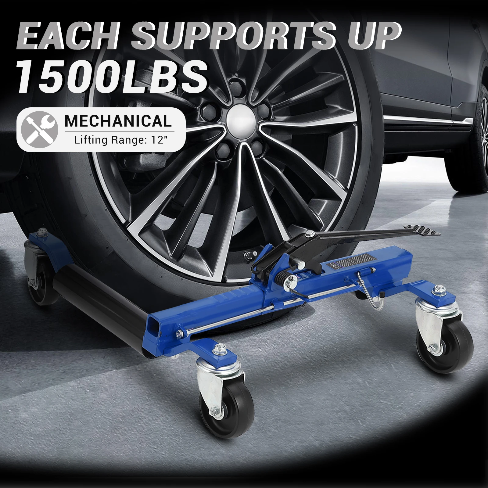 Heavy Duty Car Wheel Dolly Set – 5000lbs Capacity, 12-Inch Steel Wheels, Tire Positioning Skates for Car, Pickup, Boat, Workshop Repairs – Set of 2 or 4, Black/Red