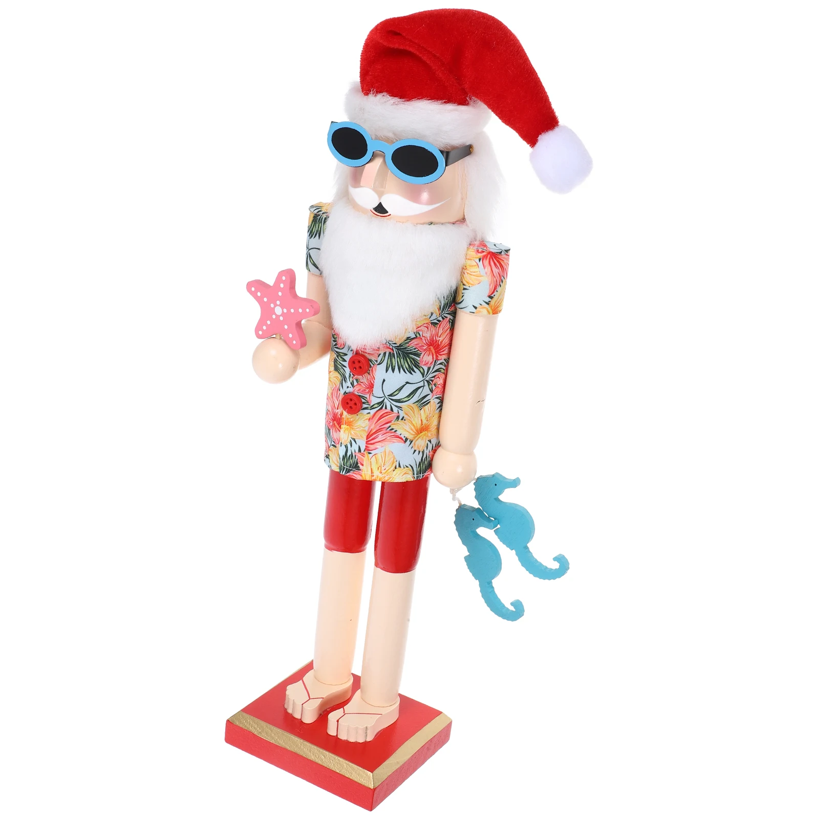 

Wooden Beach Santa Nutcracker Christmas Decor Unique Gift for Family Friends Christmas Wooden Nutcracker Figurine