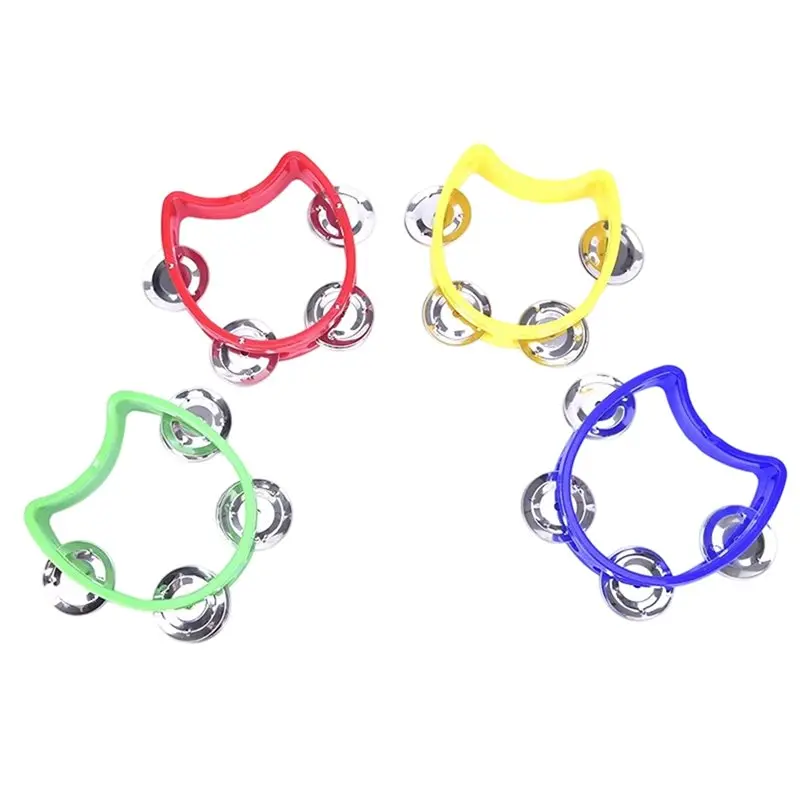 10PCS Tamborines Musical Instrument Noise Makers Percussion Tambourine 4 Bells Handheld Percussion Drum Tambourine