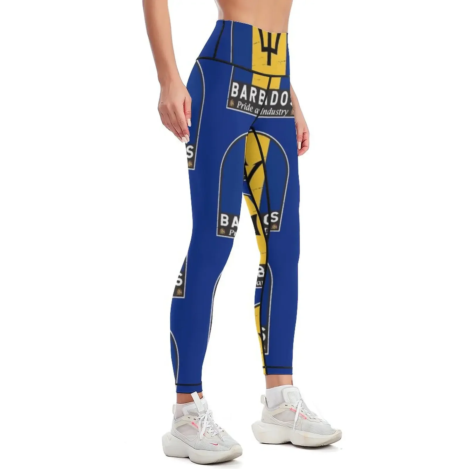 Barbados Flag Emblem Distressed Vintage Leggings push up fitness gym's sportswear Pants sport Womens Leggings