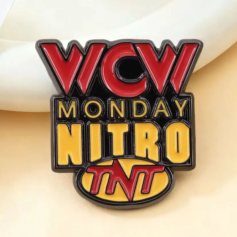 Wcw Monday Nitro Logo Enamel Pin American Professional Wrestling Television Program Lapel Brooch Fans Gift Badge Accessories Col