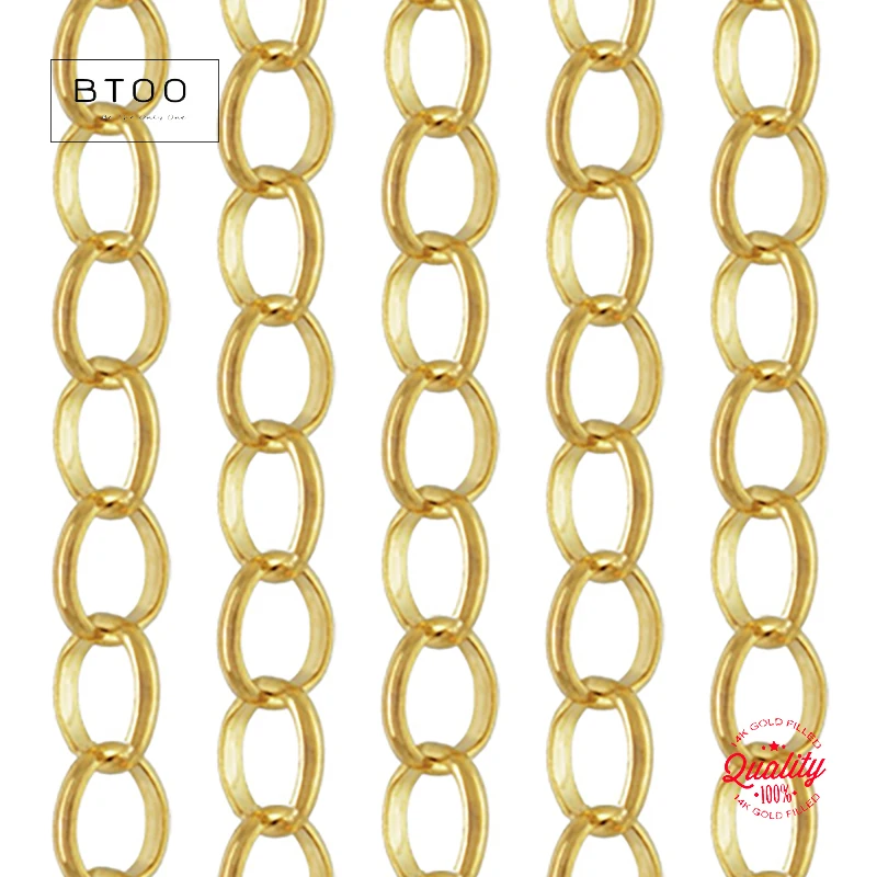 14K Gold Filled Belcher Chain 3.1mm, Rolo Chain, Unfinished Chain for Necklace Bracelet, Bulk Chain Footage 3.28ft(about 1m)