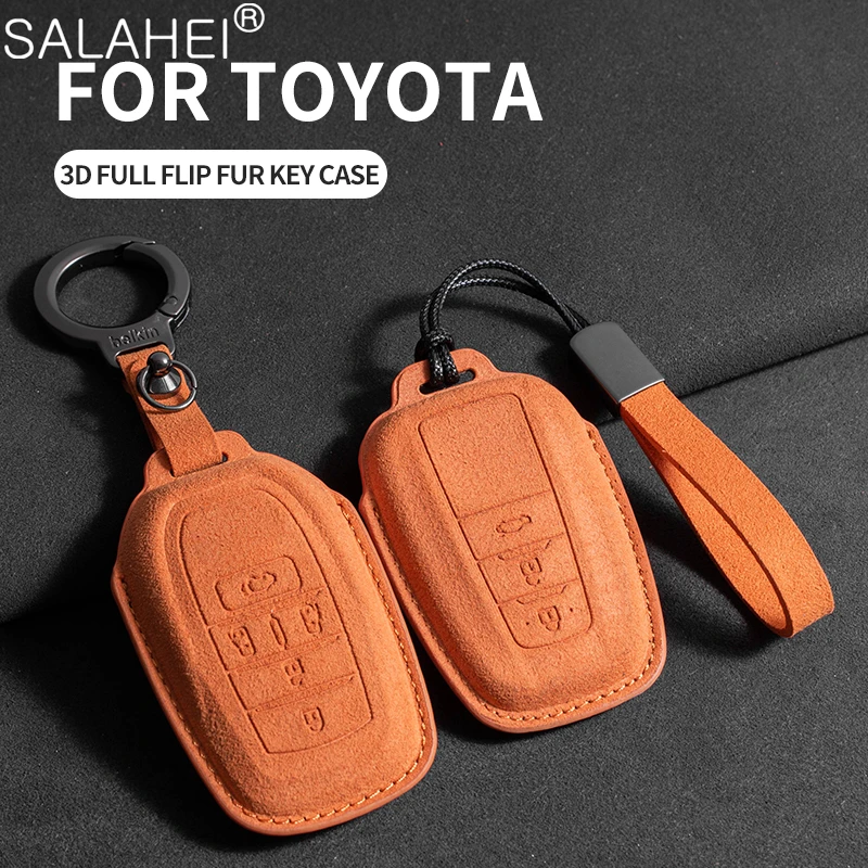 

Suede Car Key Case Cover Shell Holder For Toyota Prius Camry Corolla CHR RAV4 Land Cruiser Prado Hilux Fortuner Crown Accessory