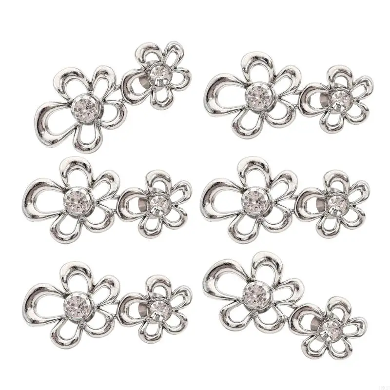 6Pcs Elegant Flower Waist Tightening Button For Jeans Pants Waist Fastener Clip