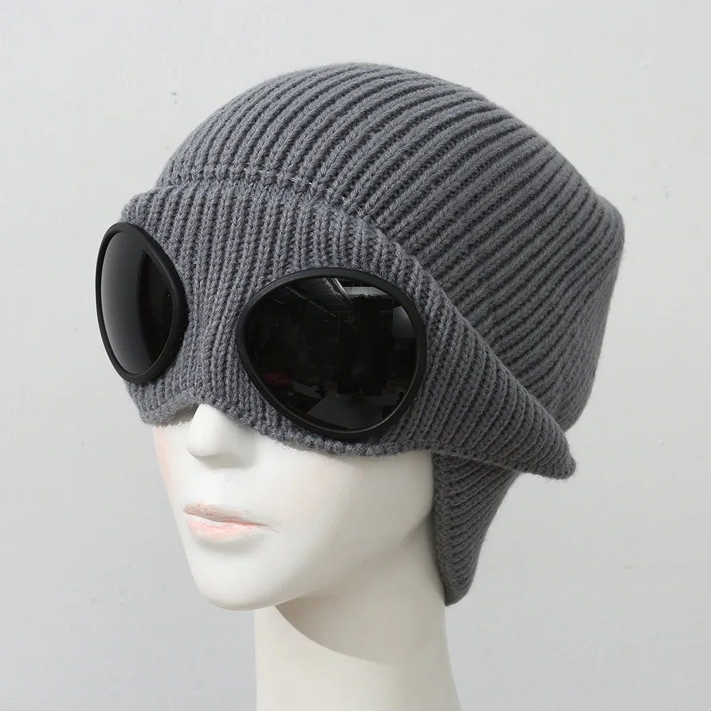 Ausgefallene und niedliche Mütze, warm und bequem für Herbst und Winter, atmungsaktive Strickmütze, lässige und einzigartige Alien-Brillen-Beanie. – Detail 13