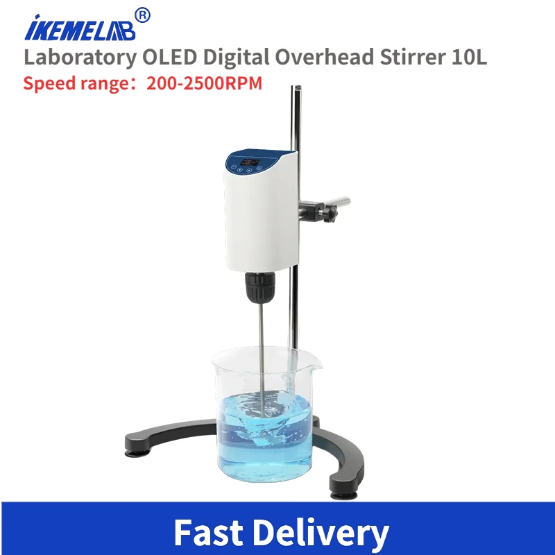 

IKEME Overhead Stirrer Mixer OLED Digital Display Mixer Electric Lab Mixer Laboratory Equipment Max Stirring Capacity: 10L