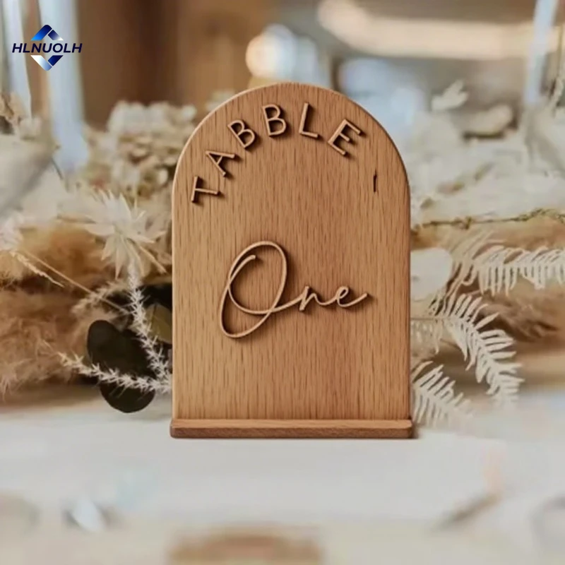 

Custom Wooden Arch Wedding Table Number Signs 3D Table Numbers Restaurant Event Party Decor retro Table Number Plate with Base
