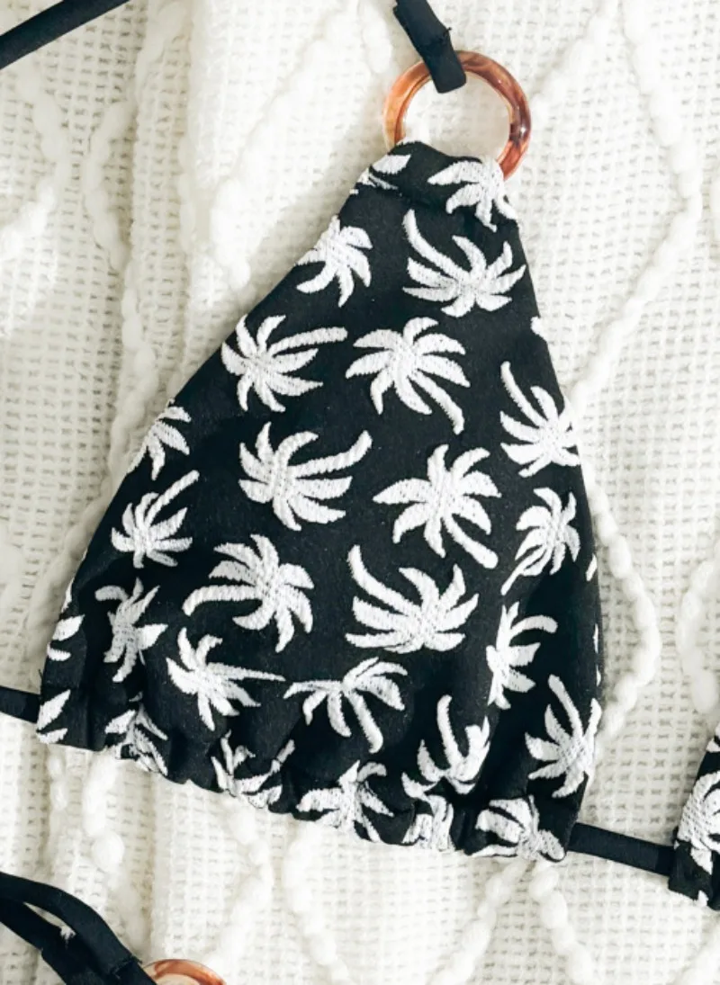 مثير طباعة الرسن التعادل الدائري الأسود البيكينيات مجموعات قطعتين ثونغ المايوه بحر المايوه ملابس السباحة biquini Tankini #4