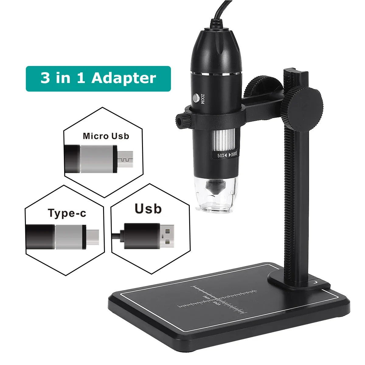 1600X 8 LEDs 2MP Professional USB Digital Microscope Electronic Microscope Endoscope Zoom Camera Magnifier Lift Stand Adapter