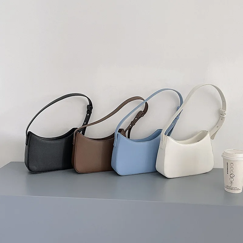 

Fashion PU Leather Bags for Women Solid Color Armpit Handbag Female Small Underarm Messenger Bag Purse