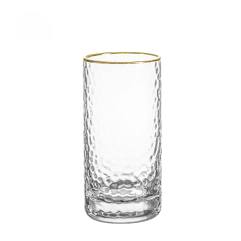 300ml Collins Glass Straight Cup Golden Edge Container Exquisite Gifts Fashion Decoration Tableware Drinkware Cocktail Glasses