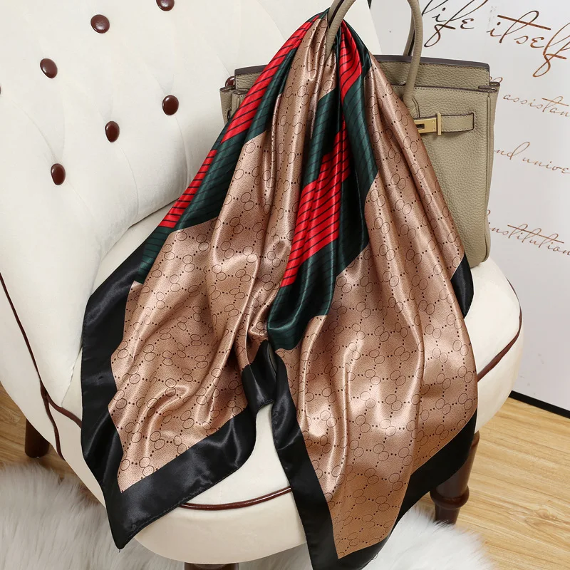 

90 Large Square Silk Scarf for Women 2025 New Spring and Summer High-End Korean Style Versatile Thin Scarf Shawl