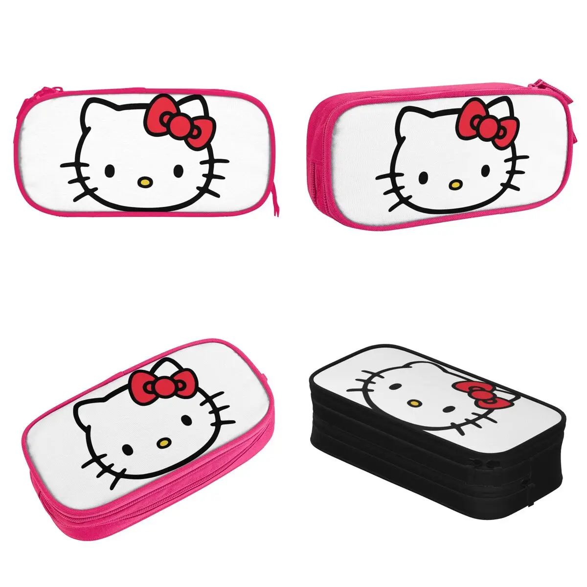 Hello Kitty Pencil Case Fashion Cartoon Pen Bags Student Large Storage Office Zipper Pencilcases