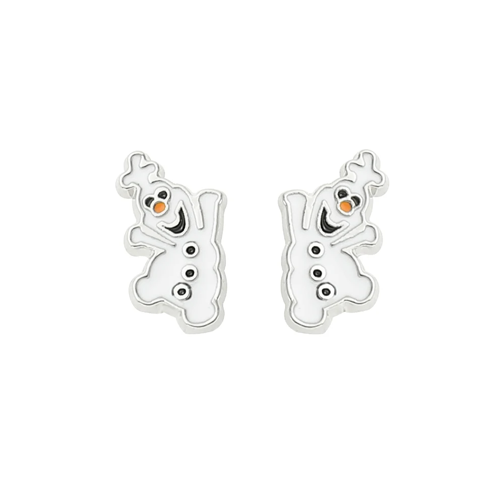 Olaf Snowman Silver Plated Ear Earrings for Women Jewelry Accessories for Girl Christmas Gifts