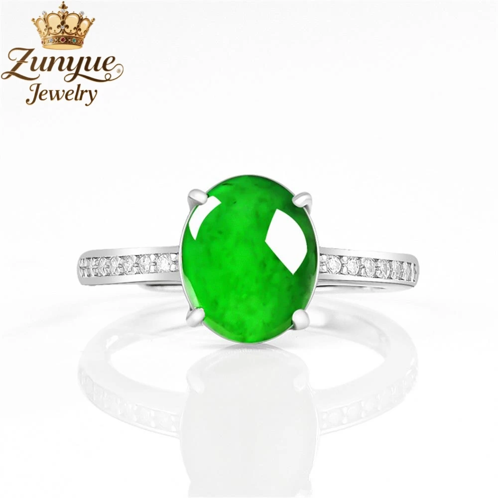 S925 الفضة الطبيعية اليشم يانغ الأخضر البيضاوي البيض الوجه الدائري الفاخرة جودة الأزياء غرامة مجوهرات رائعة أنيقة سحر هدية شعبية #2