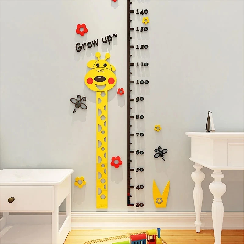 Cute Baby Stereo acrilico altezza Wall Sticker Kindergarten Cartoon Wall Decor decalcomania bambini misurazione altezza Wall Sticker