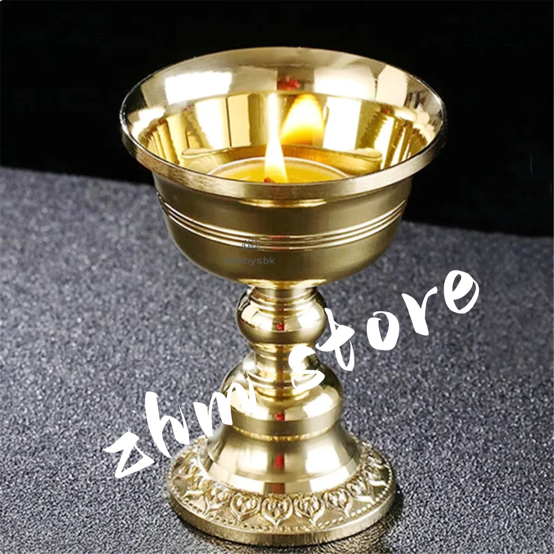 

Brass Candle Cup Collection Romantic Flower Golden Candlestick Buddhist Tibetan Lamp Holder Wedding Dinner Home Table Decoration
