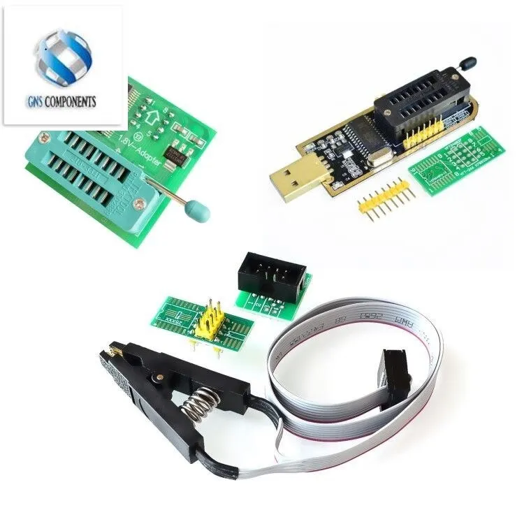 CH341 Series EEPROM Flash BIOS USB SOP8 Test Clip For EEPROM programming+2 adapters 1.8V adapter for Iphone or motherboard